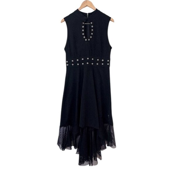 Tripp NYC Goth Black Asymmetrical Hem Dress Sz XL Eyelet Waist Sleeveless Witchy - Picture 2 of 10